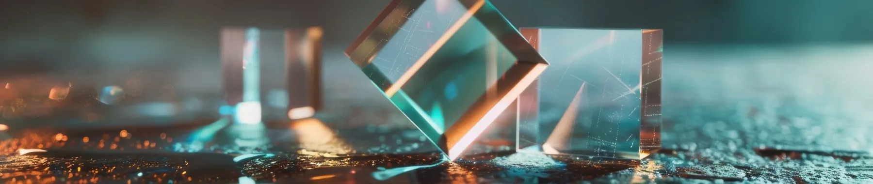 Glass prisms refracting warm and cool light
